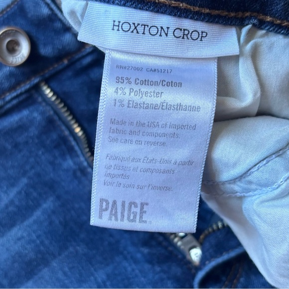 PAIGE Hoxton Crop Distressed Skinny Jeans size 27 Medium/Dark Denim - Picture 5 of 7